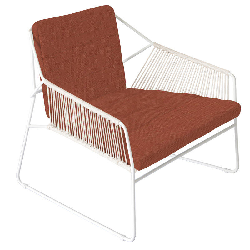 Sandur Outdoor Lounge Chair , Sunbrella® Cushions Included, White Rope/White Frame, Canvas Lichen Sunbrella Canvas