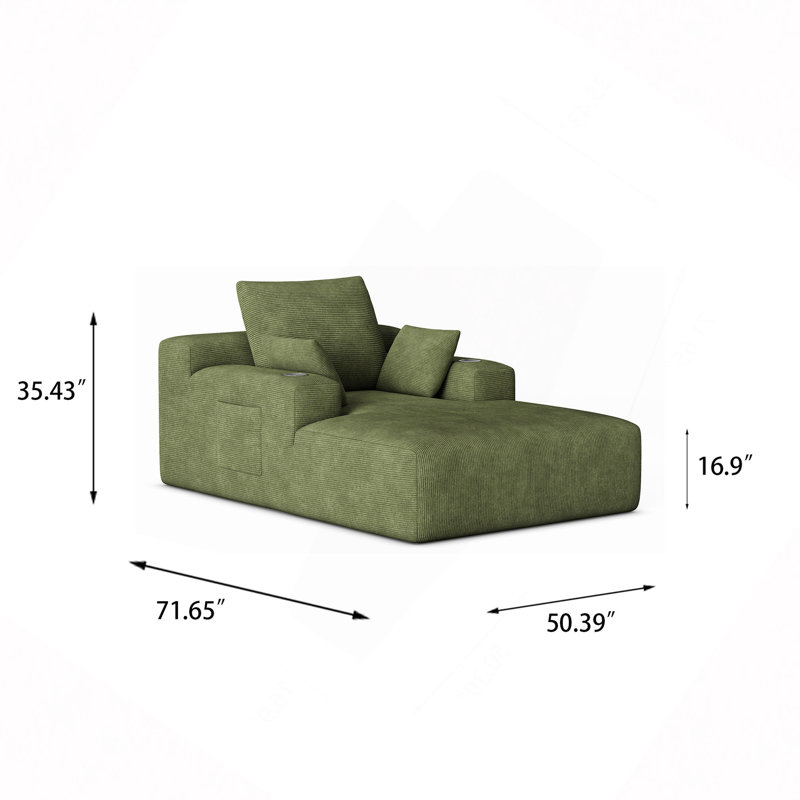 Canapé 71,65 po Corduroy, Green Corduroy, Green