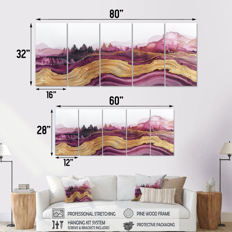 Ensemble de 5 décorations murales - Art mural traditionnel 5 pièces, H 28 po x l 60 po