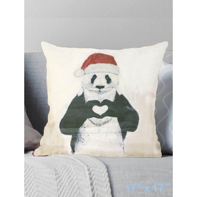 Panda Sending Love Print Pillow