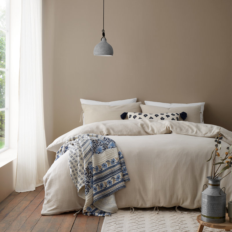 Cotton Solid Colour Duvet Cover Set with Pillowcases, Single Duvet Cover Set + 1 Standard Pillowcases