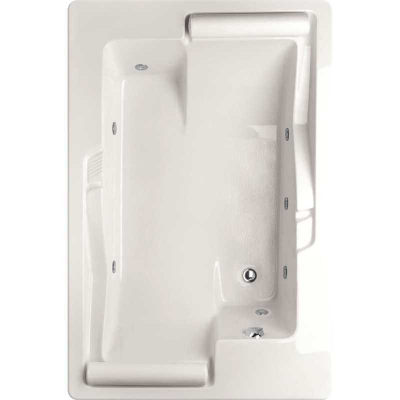 Ashley 72'' L Whirlpool Bathtub, Bone, Polished Chrome