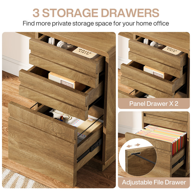 55'' Home Office Desk with 3 Drawers, Brown