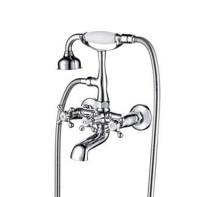 3 Handle Bathroom Clawfoot Tub Faucet with Diverter