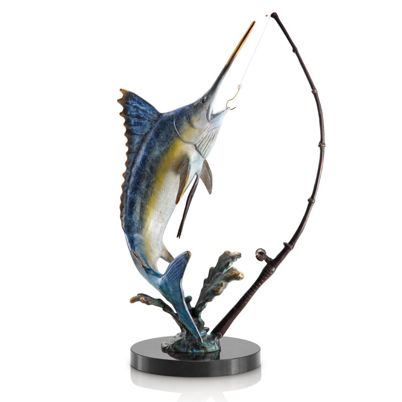 Fighting Marlin with Tackle Figurine
