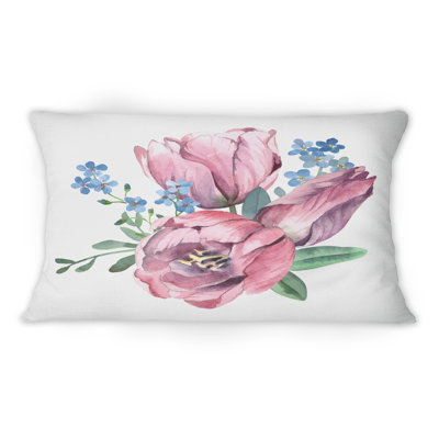 Bouquet de tulipes et de Forget-Me-Not - Coussin décoratif traditionnel imprimé 1