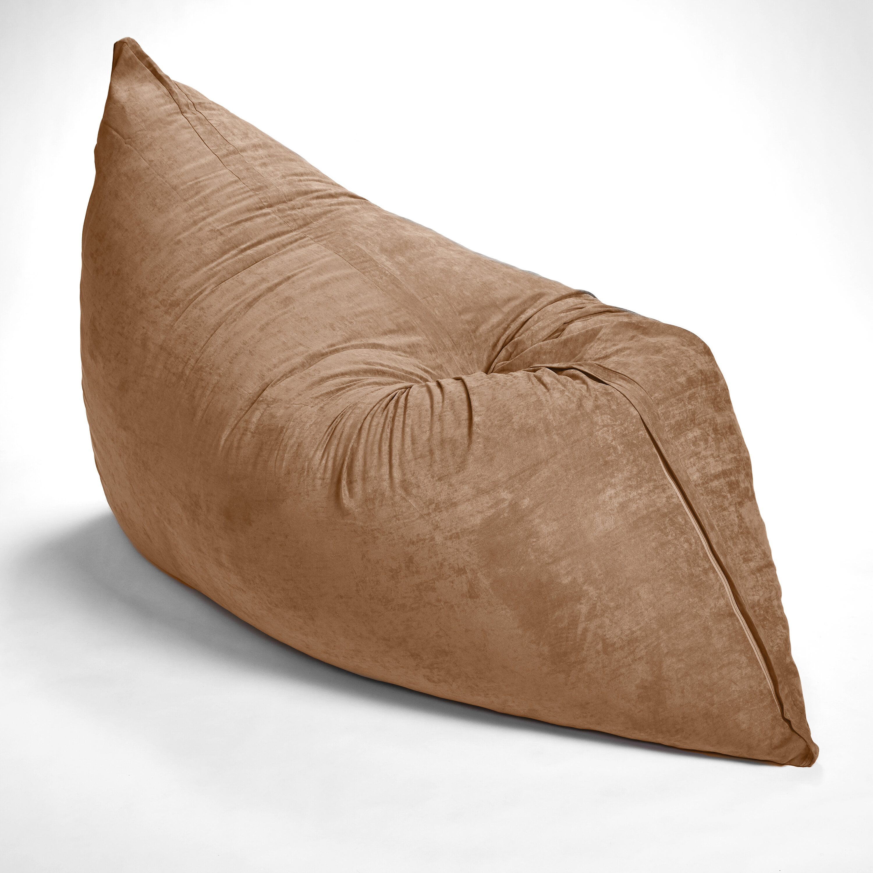Big Bean Bag Lounger Adult size, Large Bean Bag Chair for Adults with Filler Included Latitude Run Fabric: Khaki, Size: 10H x 38 W x 73 D