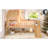 Full  Size House Loft Bed With Slide,Playhouse Bed With Star Moon-Shaped Designs And Window, Chic Design With LED Lights,No Box Spring Needed,Natural-125600630-125600628