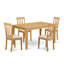 Ensemble de table de salle à manger 5 pièces moderne comprenant une table rectangulaire en bois et 4 chaises en tissu de lin, chêne-1943080328-1943080372-1943080373
