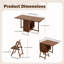 Folding Drop Leaf Dining Table, Fully Assembled Solid Wood Space-Saving Kitchen Table and Chairs Set with Storage & Lockable Wheels(Without Folding Chair)-1512580087-1512580084
