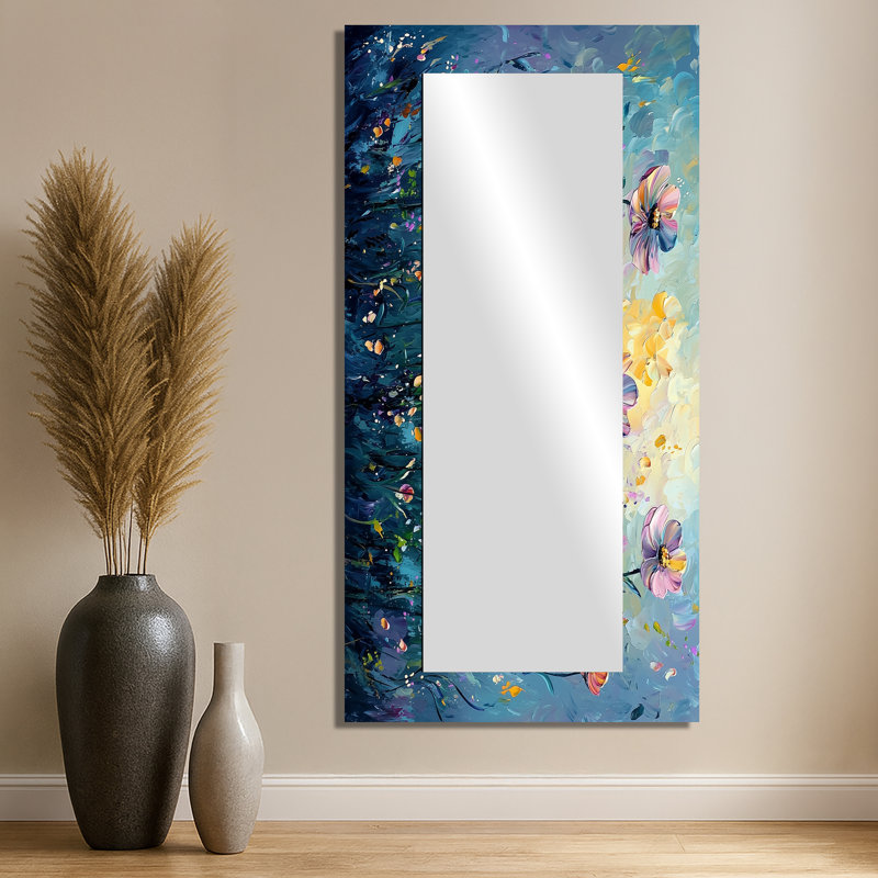 Mauve été, fleur de champ de fleurs sauvages - Art mural miroir floral - imprimé sur métal, 28 po x 55 po