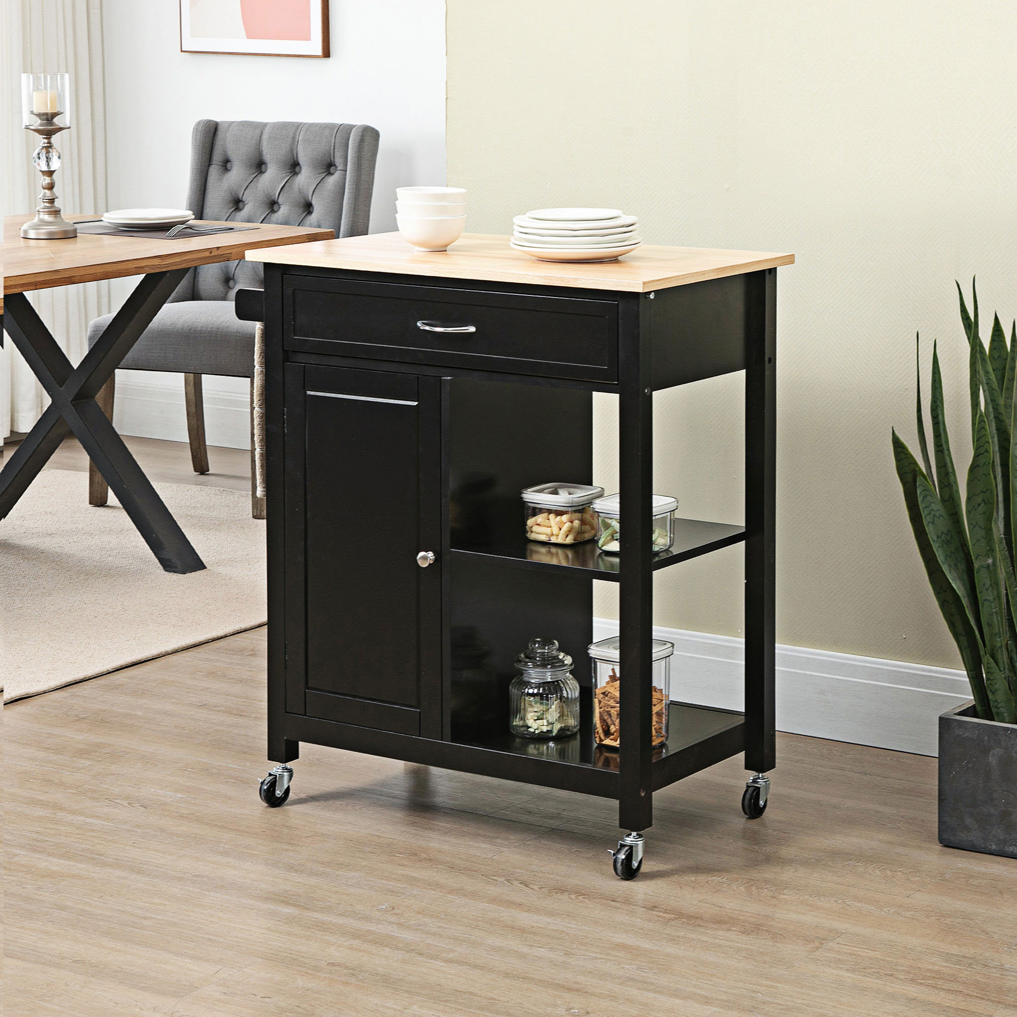 Red Barrel Studio® Mirello Solid Wood Top Kitchen Cart Wayfair Canada