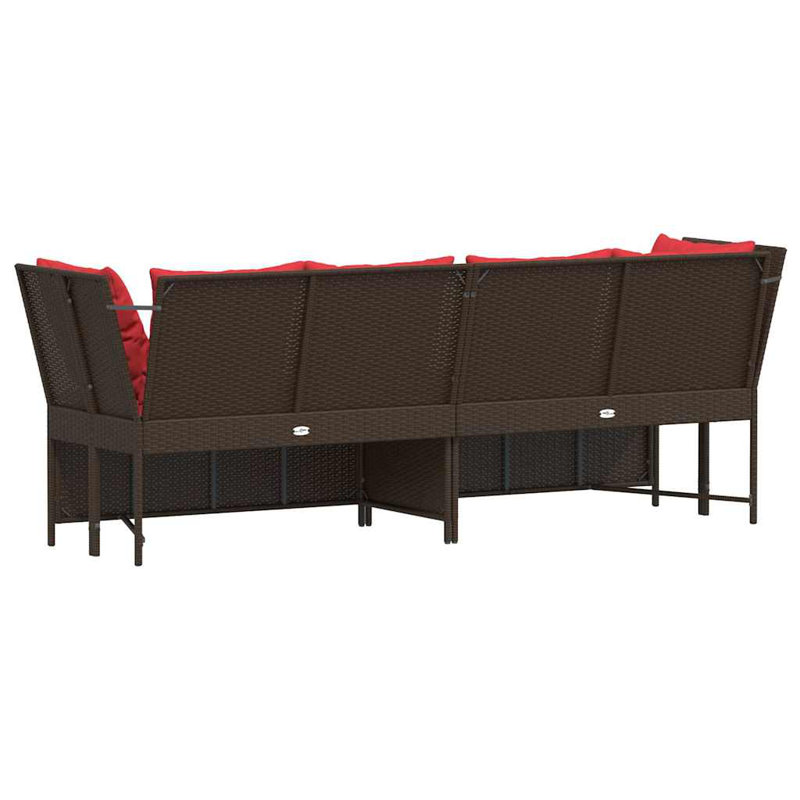  Canapé de patio avec coussins en rotin de polyester brun, Rouge, Brun