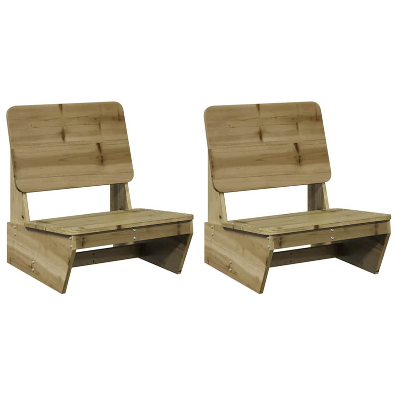 Garden Chairs 2 Pcs 60X64x70.5 Cm Wood Pine, Natural Impregnated