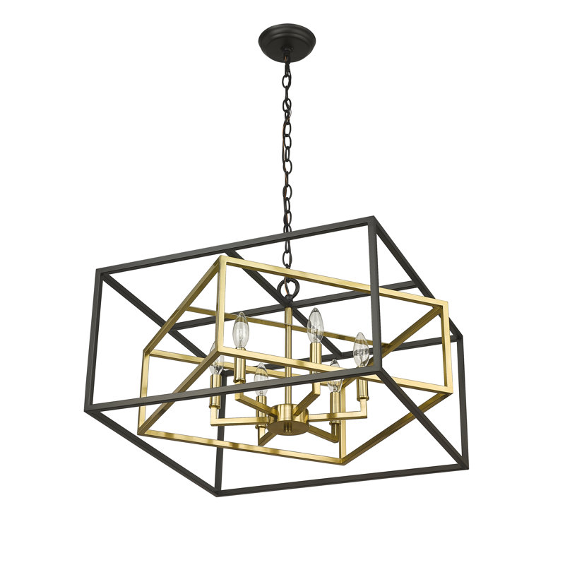 Lustre encastré 6 lumières noir et or