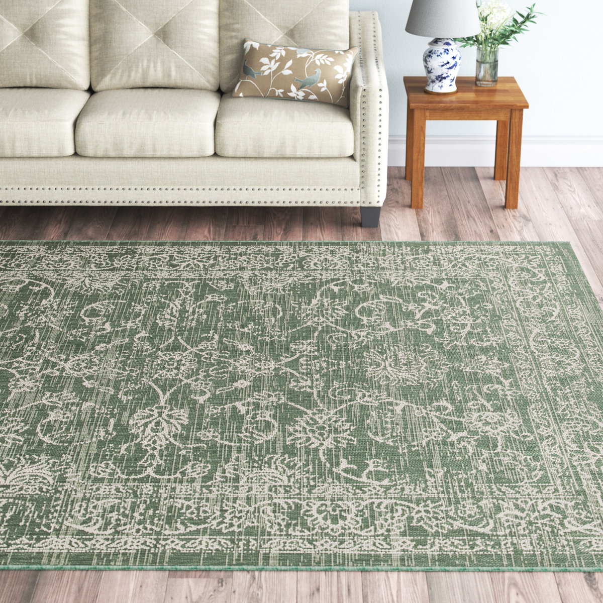 Lark Manor™ Inola Oriental Dark Green/Ivory Indoor / Outdoor Area Rug ...