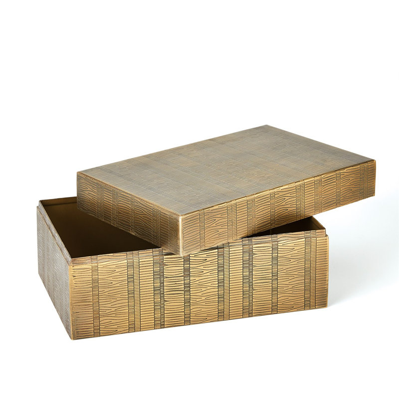 Kokoro Etched Box-Brass, 5" H x 7" W x 11" D