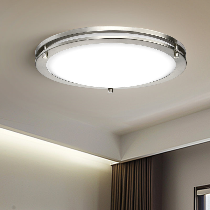 Plafonnier encastré 2 lumières DEL Severa, Nickel brossé
