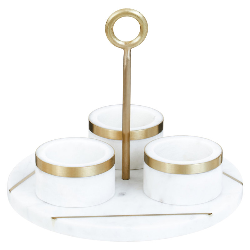 Shelese Ceramic Condiment Set, White