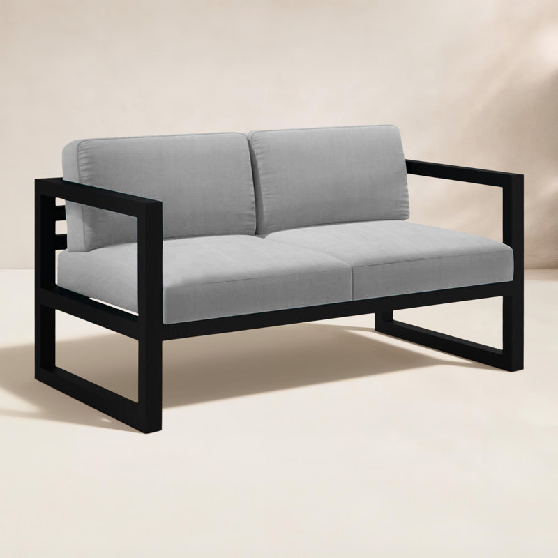 Avion Loveseat - Black, Cast Silver Sunbrella®, Black