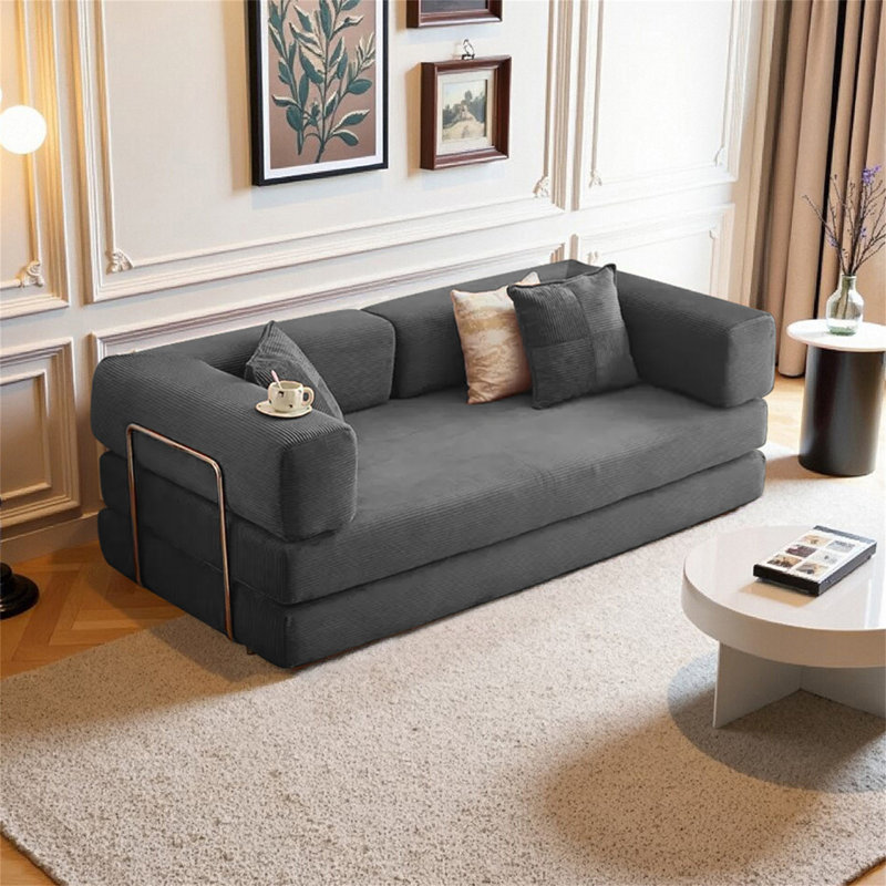 Canapé-lit modulaire convertible 2-en-1 avec matelas en mousse à mémoire de forme - aucun assemblage requis, canapé-lit peu encombrant pour salon, chambre à coucher, studio