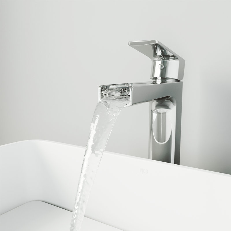Amada Single Handle Vessel Sink Bathroom Faucet, Chrome
