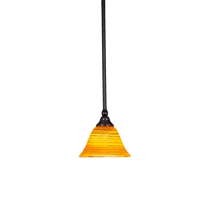 Mini-luminaire suspendu avec tige en verre Firré Saturn de 7 po, Cuivre noir