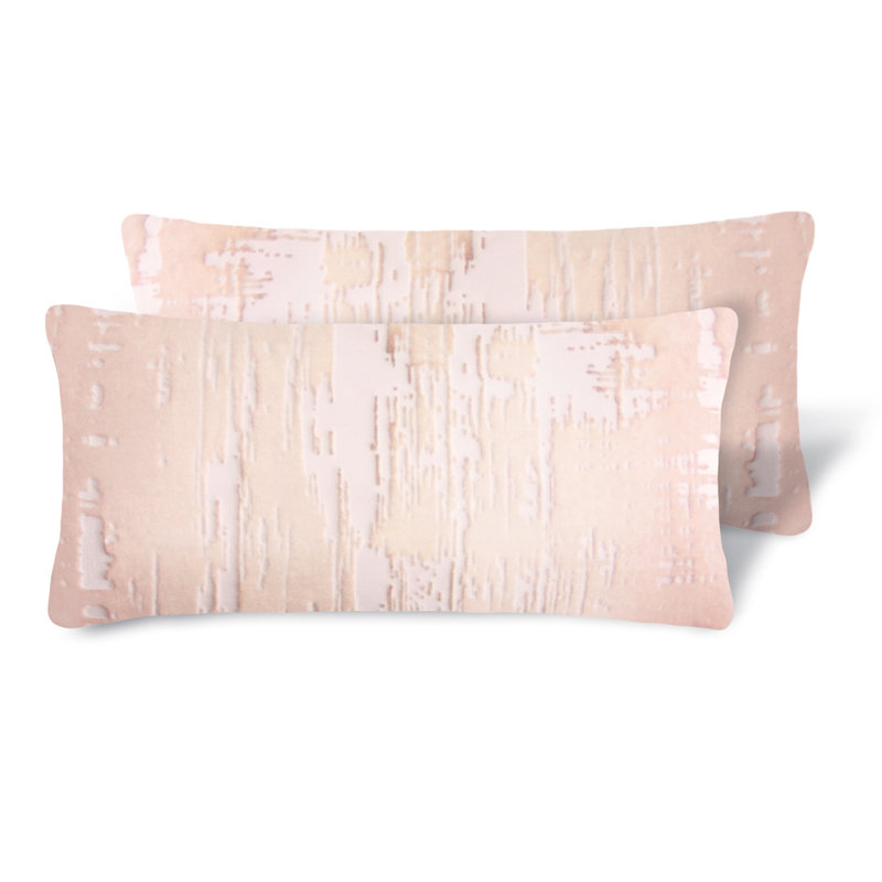 Brush Stroke Lumbar Pillow Cover & Insert, Blush, 12" H x 24" W