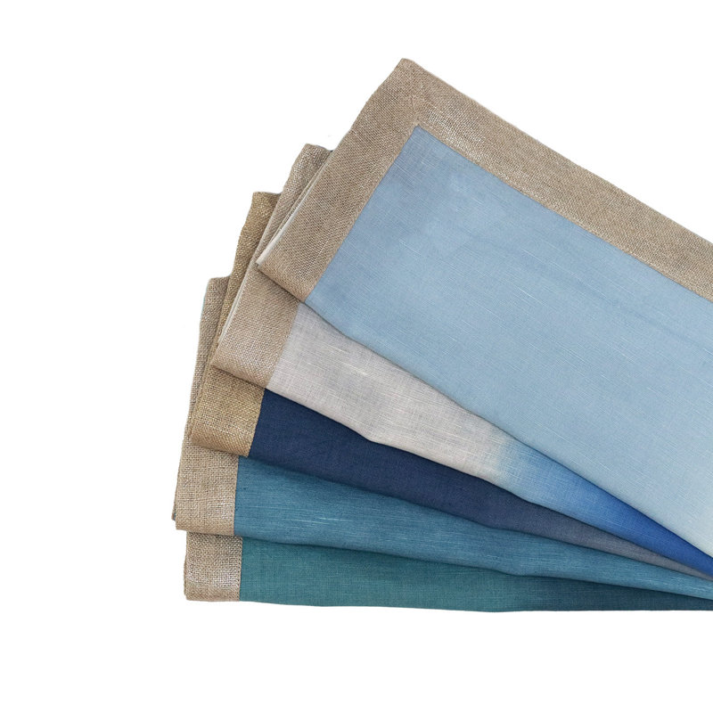 Dip Dye Linen Napkin, White/Periwinkle