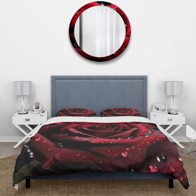 Ensemble de housse de couette Red Rose with Raindrops II BeddingMicrofiber / Polyester