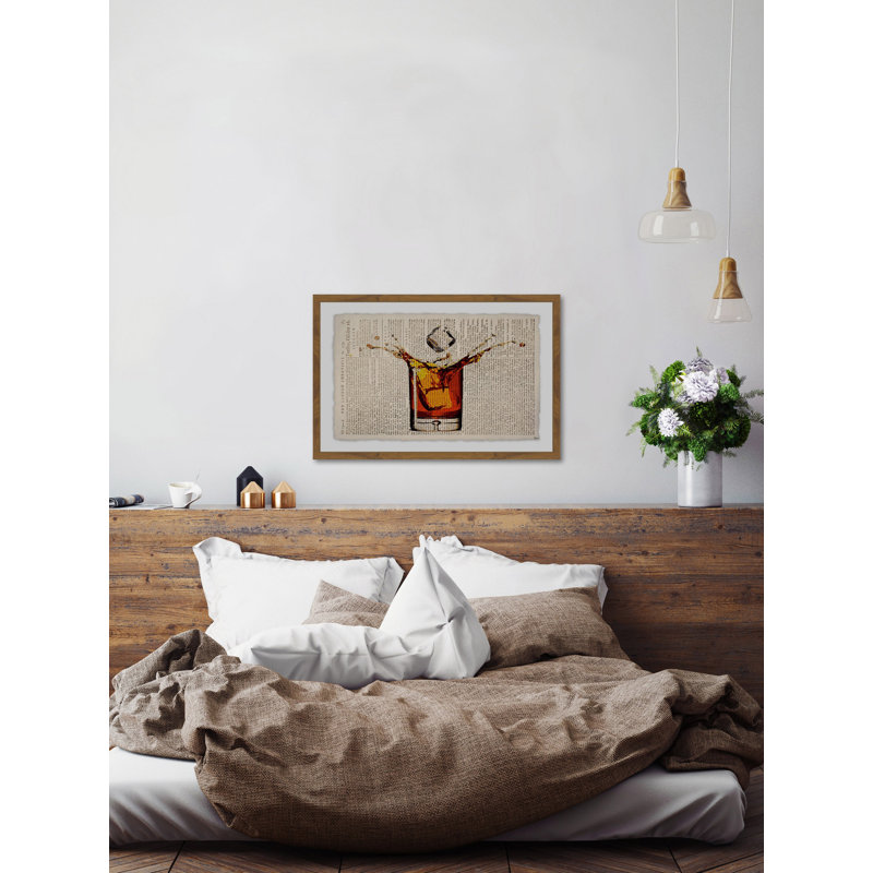Liquor Splash 1 Piece Single Picture Frame Wall Art, 61 cm H x 91 cm W x 4 cm D, Brown Framed with Deckled Edge