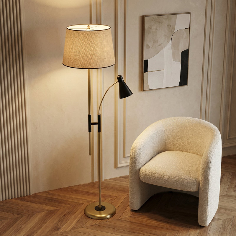 Cascade Wicker Drum Shade Floor Lamp