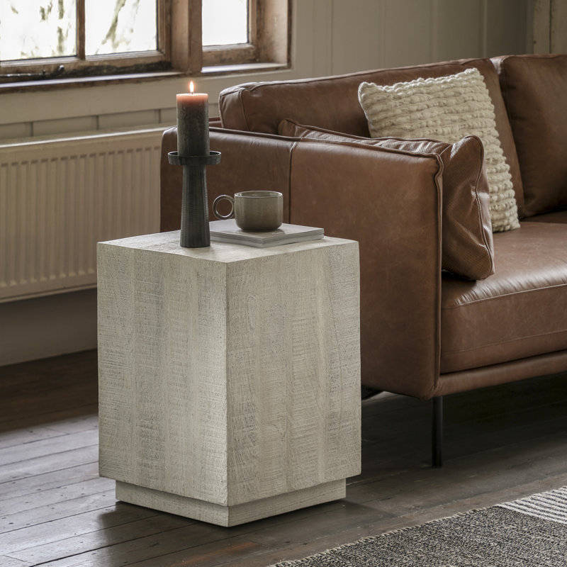 Farson Drum End Table, White
