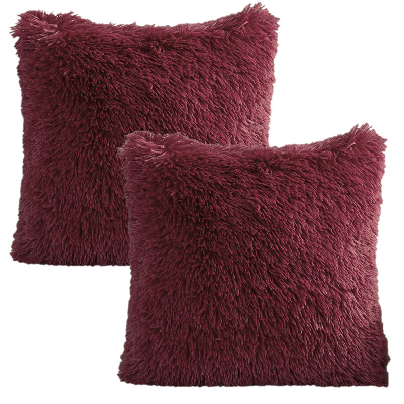 Faux Fur Pattern Faux Fur Throw Pillow, Red