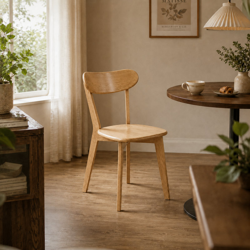 Jadvyga Solid Wood Side Chair Dining Chair, Oak