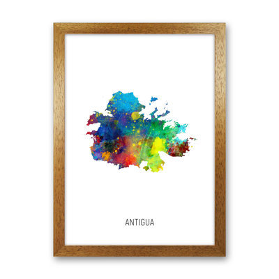 Antigua Watercolour Map by Michael Tompsett - Print