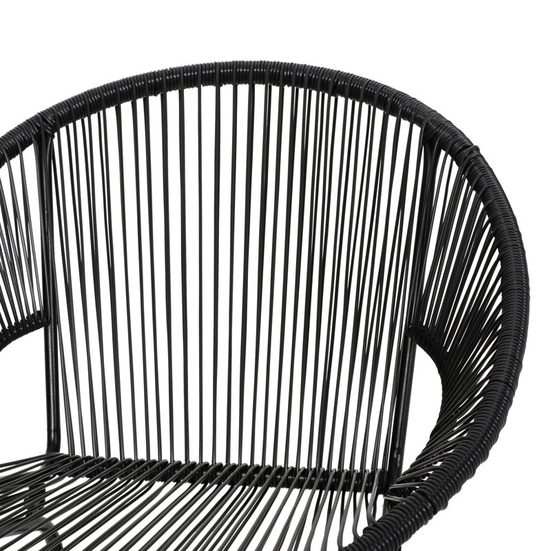 Fauteuil d'extérieur profilé, construction en fer noir, l 28,28 po x L 26,49 po, H 33,15 po, conception moderne et élégante, structure, l 28,28 po x L 26,49 po