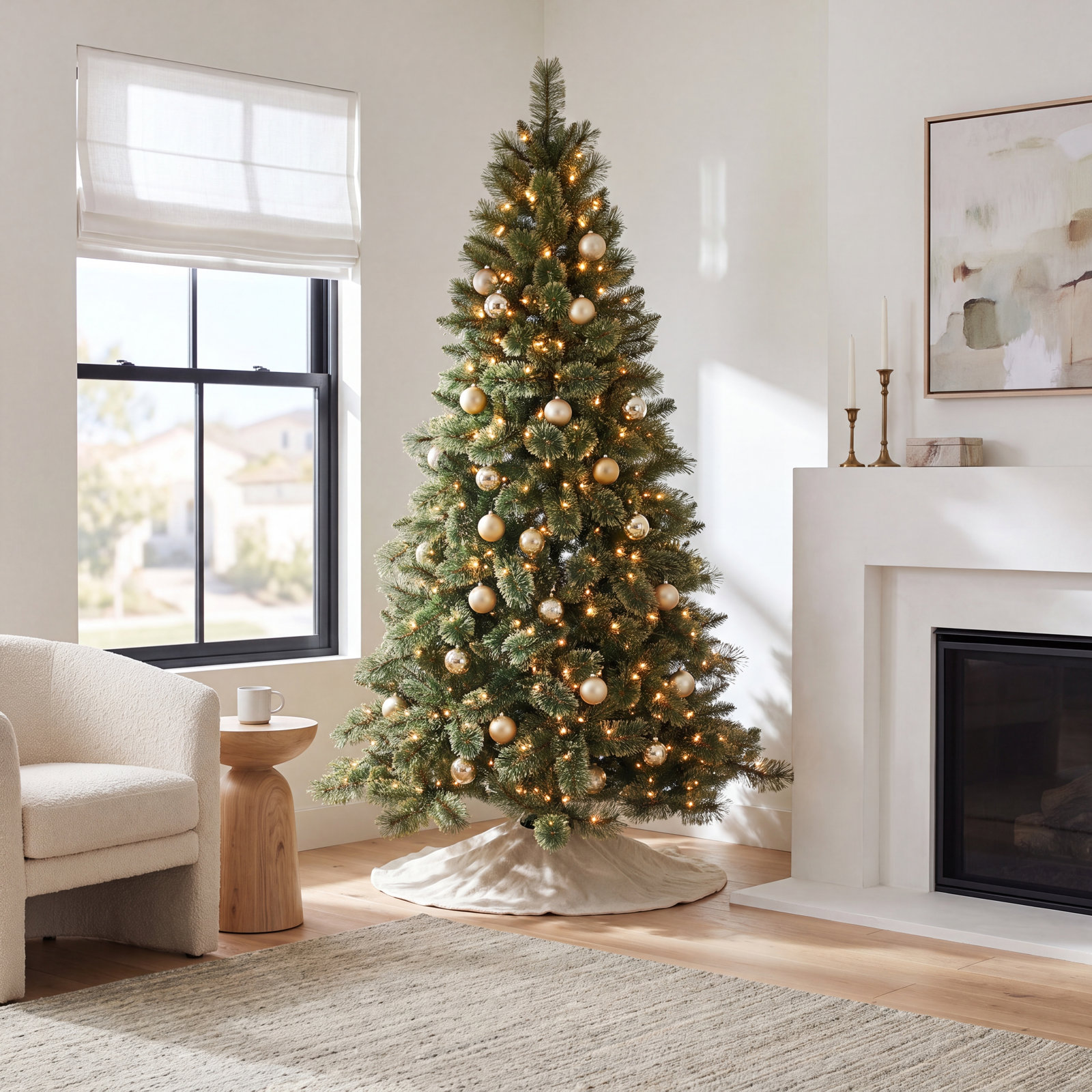 Gold 7.5' Pre-Lit Pine Christmas Tree