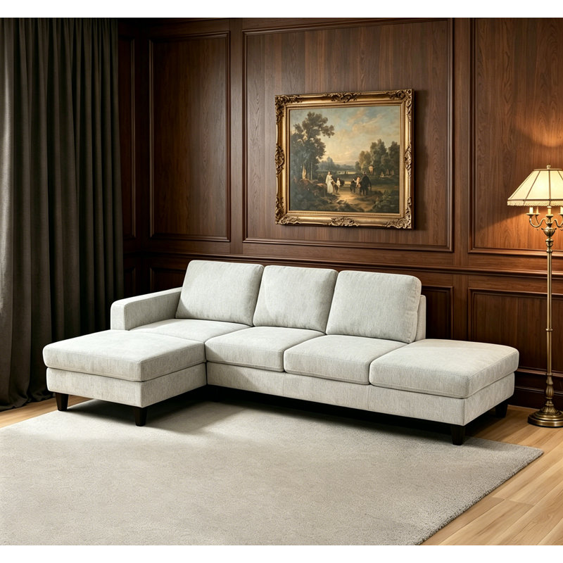 Ensemble de canapé modulaire en L 2 pièces: canapés d'angle confortables et confortables, petit canapé en tissu avec coussins pour les salons modernes, les chambres à coucher, les bureaux et les appartements, gris et blanc