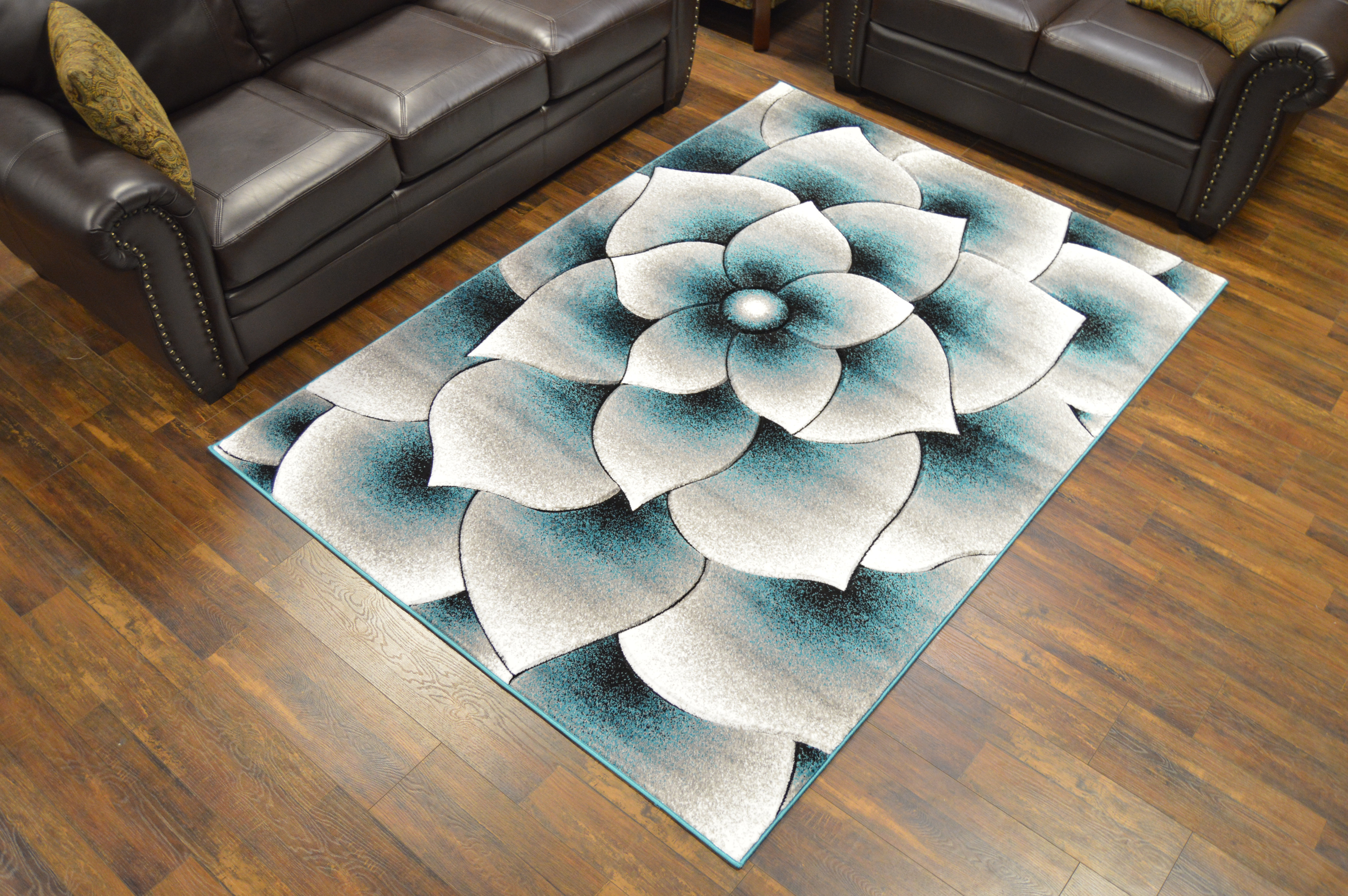 Orren Ellis Stinson Floral Turquoise/Gray Area Rug & Reviews | Wayfair
