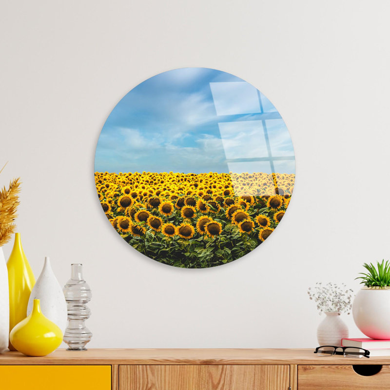 Peinture décorative en verre trempé, incassable, 11,8 po de diamètre | 100% verre trempé, épaisseur de 0,16 po | Impression UV haute résolution sur la surface arrière, facile à nettoyer, couleurs vives, avec crochet de fixation inclus