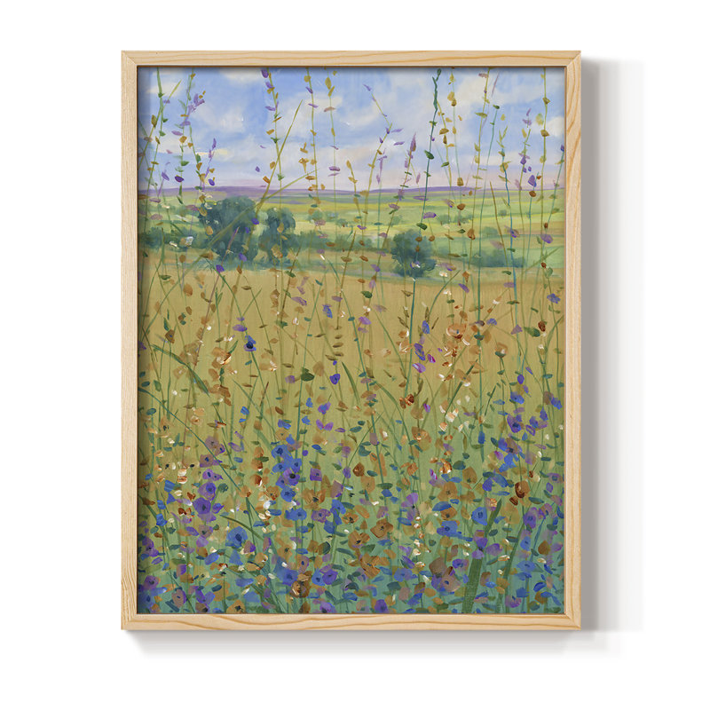 Wildflower Path I, reproduction encadrée - bois massif, H 11 po x l 9 po