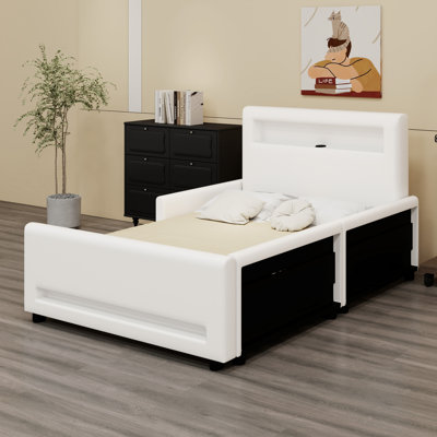 Lit plateforme intelligent avec rangement sous le lit, lumières DEL décoratives et ports USB pratiques