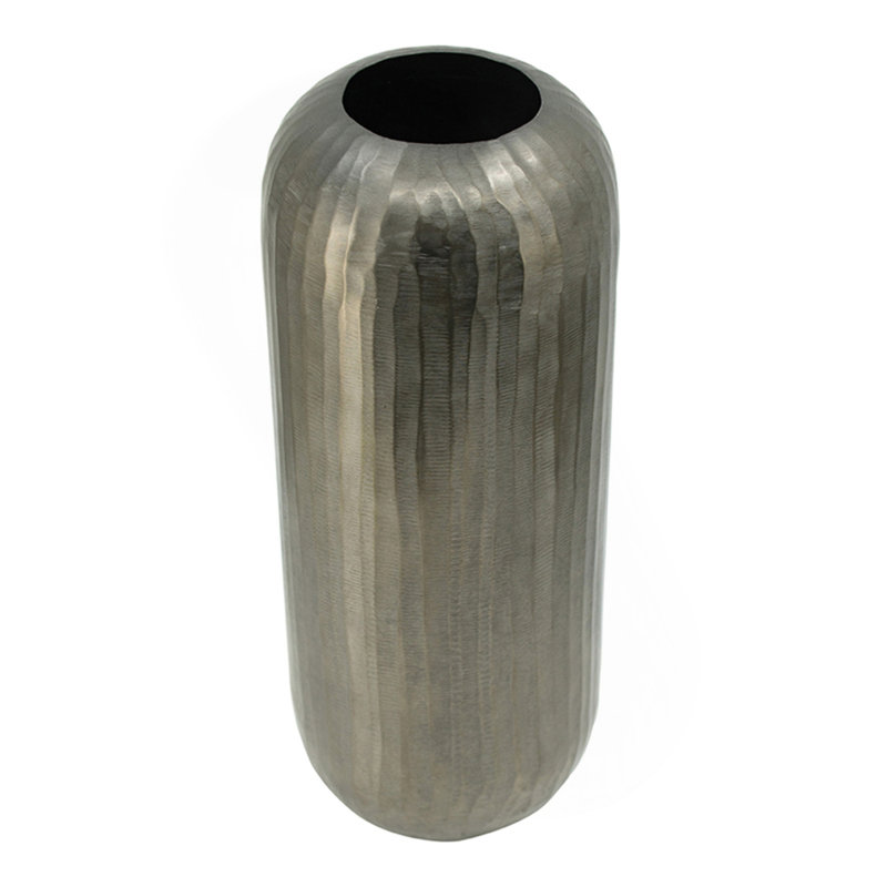 7X7x17" Aluminum Layered Chisel Oval Vase
