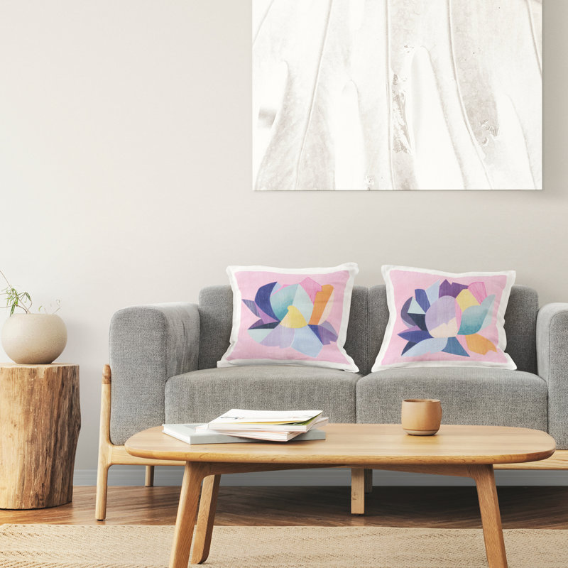 Abstract Multicolor Cotton Square Throw Pillow Set