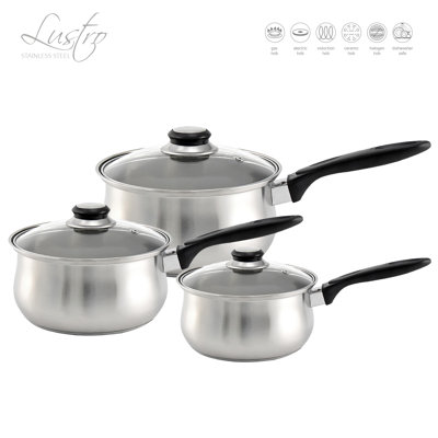 SQ Professional Lustro 3-Piece Stainless Steel (18/0) Saucepan Set