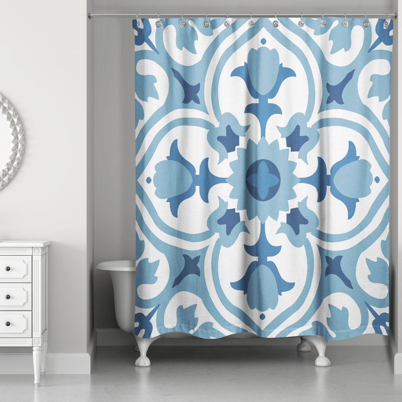 Rideau de douche simple Malpass, Bleu