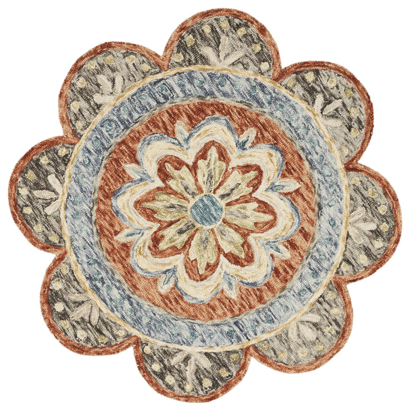 Babig Hand Tufted Wool Indoor Rug, Round 6'