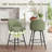 Swivel Bar Stools Set Of 3, Counter Height Bar Stools With Back & Metal Legs-Green-1874607204