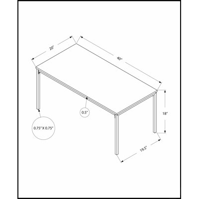Table basse rectangulaire moderne au fini taupe foncé et pieds en métal noir, idéale pour les petits espaces.